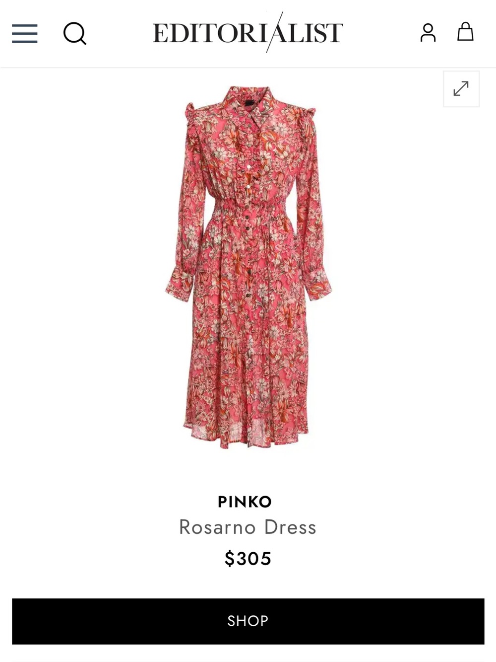 Pinko Pink Floral Rosarno Dress